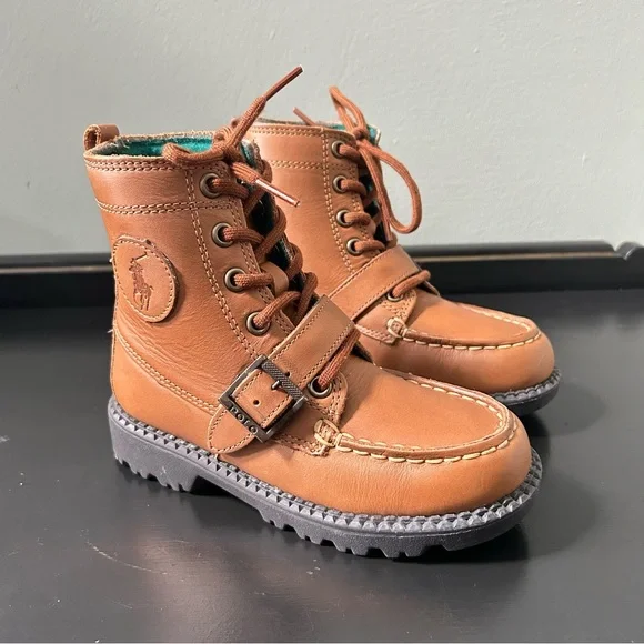 NWOB Polo Ralph Lauren Tan Burnished Leather Lace-Up Ranger Hi II Boot Size 11 - Picture 3 of 10